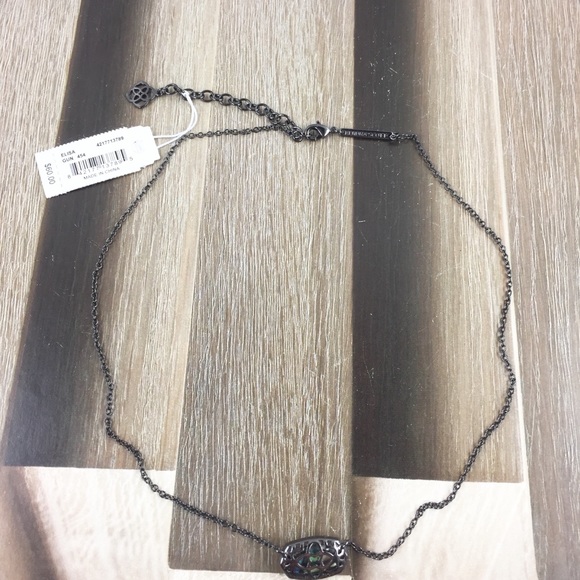 Kendra Scott Elisa abalone gunmetal necklace - Picture 3 of 3